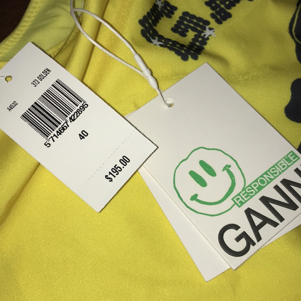 Ganni Flower Graphic Embellished One Piece Swimsuit NWT - Picture 8 of 10